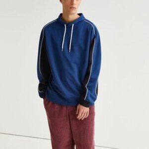 UO Men's Preppy Contrast Tricot Blue Pullover Sweatshirt Size Small